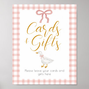 Dwaas Ganzeroze Gingham Baby Shower Cadeautafel Poster