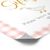 Dwaas Ganzeroze Gingham Baby Shower Cadeautafel Poster (Hoek)
