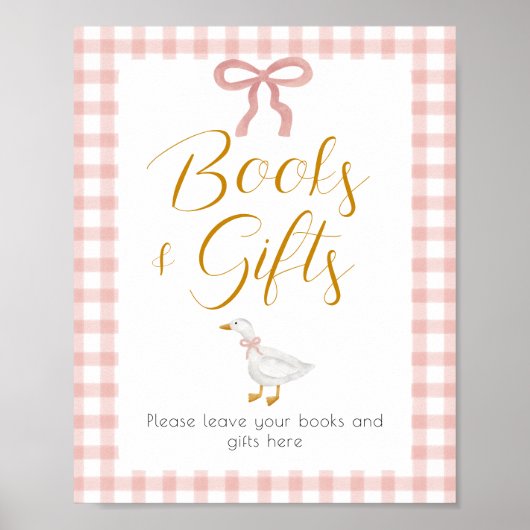 Dwaas Ganzeroze Gingham Baby Shower Cadeautafel Poster (Voorkant)
