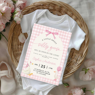 Dwaas Ganzeroze Gingham Babyfeestje Kaart