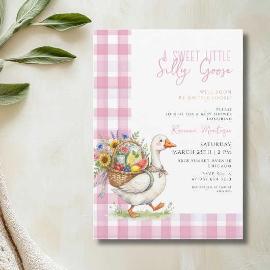 Dwaas Ganzeroze Gingham Bloem Baby Shower Kaart