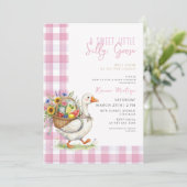 Dwaas Ganzeroze Gingham Bloem Baby Shower Kaart (Staand voorkant)