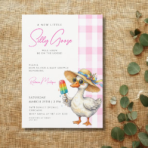 Dwaas Ganzeroze Gingham Hoed Ijs Baby Shower Kaart