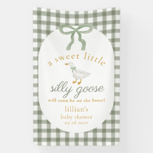 Dwaas Ganzje Groen Gingham Cottagecore Baby Shower Spandoek