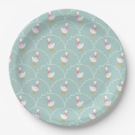 Dwaas Ganzje Schattig Eend Patroon Blauw Kinderfee Papieren Bordje