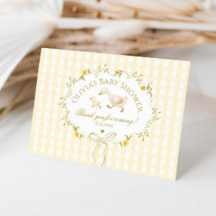 Dwaas Ganzon Wildflower Gingham Baby Shower Bedankkaart