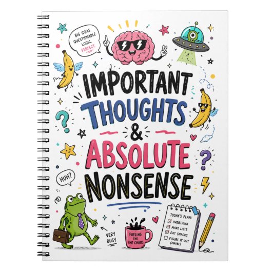 Dwaas Gedachten Grappig Doodle Notitieboek (Voorkant)