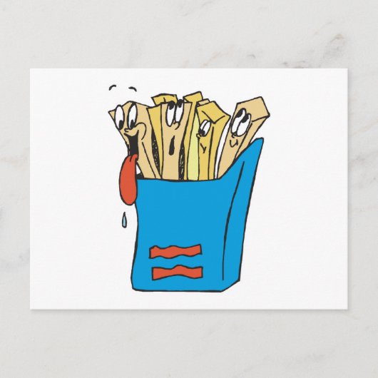 dwaas getekende frieten briefkaart (Voorkant)