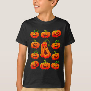 Dwaas grappige Halloween pompoen gezichten griezel T-shirt