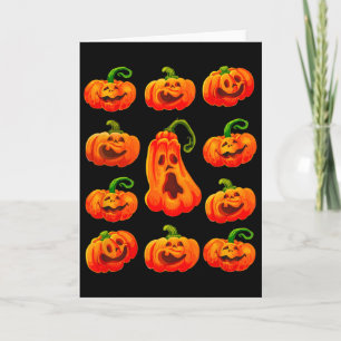 Dwaas Grappige Halloween Pompoen Gezichten Spooky Kaart