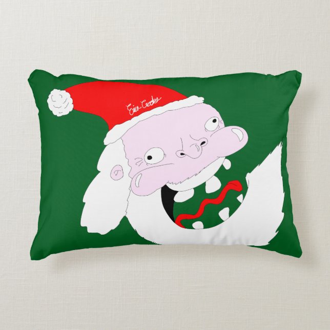 Dwaas grappige Kerstman cartoon gezicht  Accent Kussen (Voorkant)