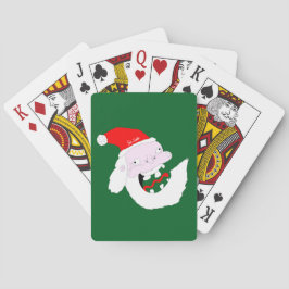 Dwaas grappige kerstman cartoon gezicht  pokerkaarten