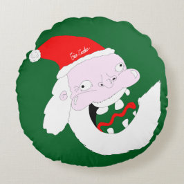 Dwaas grappige kerstman cartoon gezicht  rond kussen
