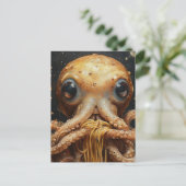 Dwaas Grappige Octopus Die Spaghetti Eet Ansichtka Briefkaart (Staand voorkant)