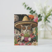 Dwaas kat met kattenkruid-cupcake collage briefkaart (Staand voorkant)