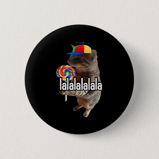 Dwaas kat met lolly meme ronde button 5,7 cm (Voorkant)