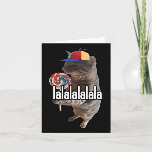 Dwaas kat met lollypop-meme kaart (Voorkant)
