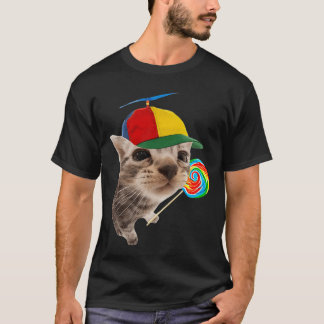 Dwaas kat met lollypop meme-vriend t-shirt