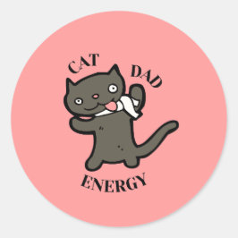Dwaas Kat Papa Energie Ronde Sticker