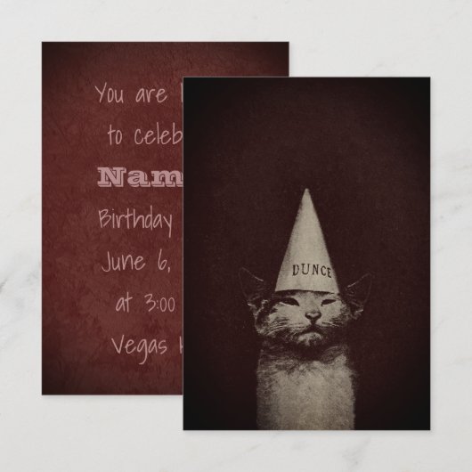 Dwaas Kat - Uitnodigingen / RSVP (Voorkant / Achterkant)