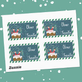 Dwaas kerstman blauwe kind Kerstcadeautag sticker