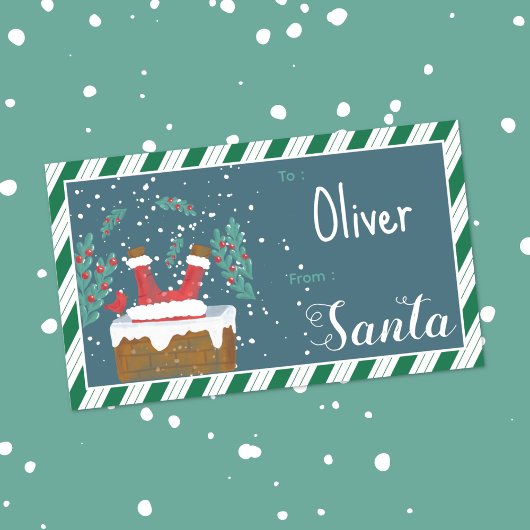 Dwaas kerstman blauwe kind Kerstcadeautag sticker