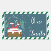 Dwaas kerstman blauwe kind Kerstcadeautag sticker (Voorkant)