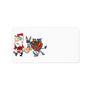 dwaas kerstman en kerst-ezel etiket