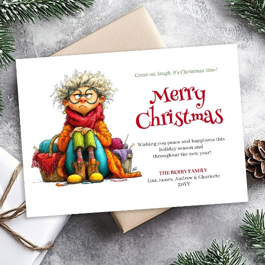 Dwaas Kerstmis Vrouw Aanpasbare Downloadbare Kaart