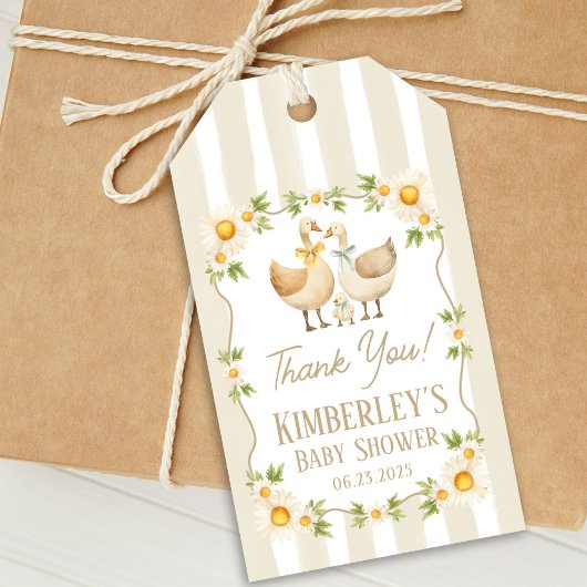Dwaas Klein Gansje Gele Madeliefje Baby Shower Cadeaulabel