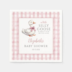Dwaas Klein Ganz Roze Gingham Baby Shower Servet