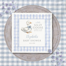 Dwaas Klein Ganzje Blauwe Gingham Baby Shower