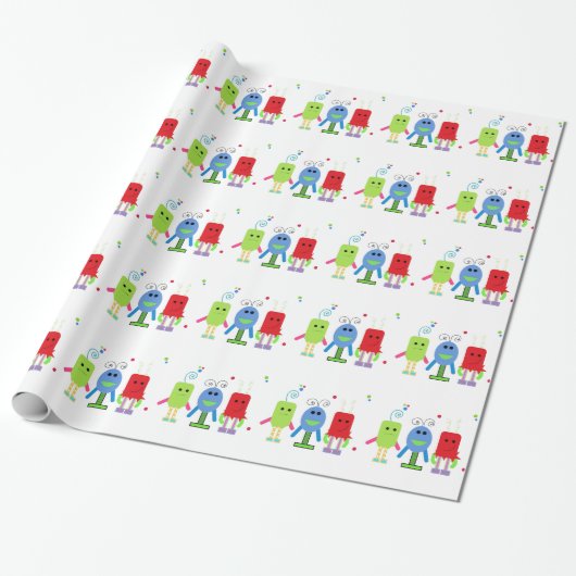 Dwaas Kleine Monsters Cadeaupapier (Uitgerold)