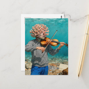 Dwaas Koraal Oceaan Persoon Maakt Muziek Briefkaart