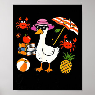 Dwaas leraren-gans op de loop, school is uit voor poster