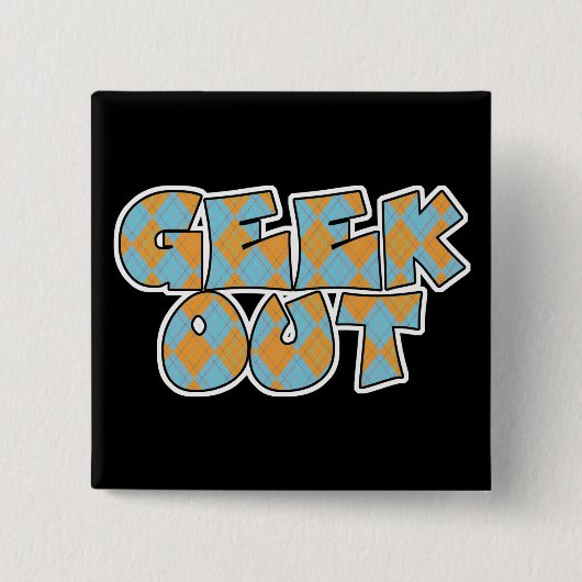 Dwaas met argyle tekst ontwerp vierkante button 5,1 cm (Voorkant)
