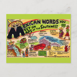 Dwaas Mexicaanse Woorden Ansichtkaart Briefkaart