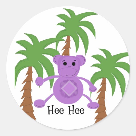 Dwaas Paarse Aap Ronde Sticker (Voorkant)