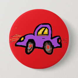 Dwaas Paarse Auto Handgetekende Kunst Ronde Button 4,0 Cm