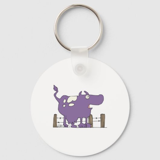 Dwaas Paarse Koe Sleutelhanger (Voorkant)