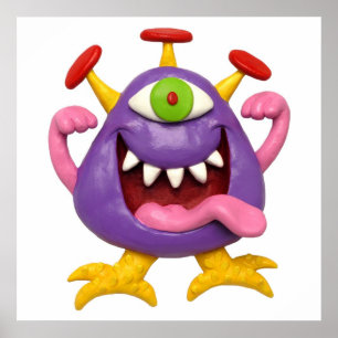 Dwaas Paarse Monster Baby Shower Nursery Poster