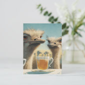 Dwaas Struisvogel Theetijd Briefkaart (Staand voorkant)