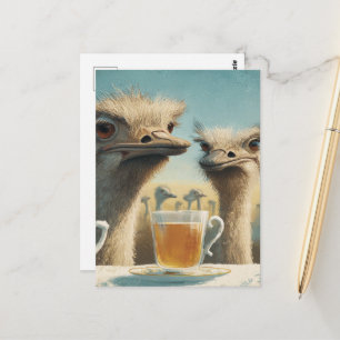 Dwaas Struisvogel Theetijd Briefkaart