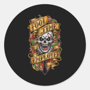 Dwaas Tijd Werknemer Grappige Kantoor Humor Ronde Sticker