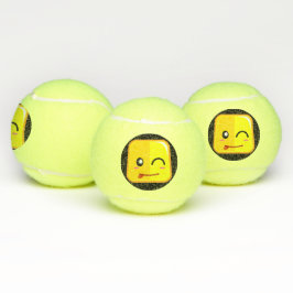 Dwaas Vierkant Emoji Gezicht Veel Plezier met Spor Tennisballen