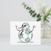dwaas voetbalbal-sneeuwman briefkaart (Staand voorkant)