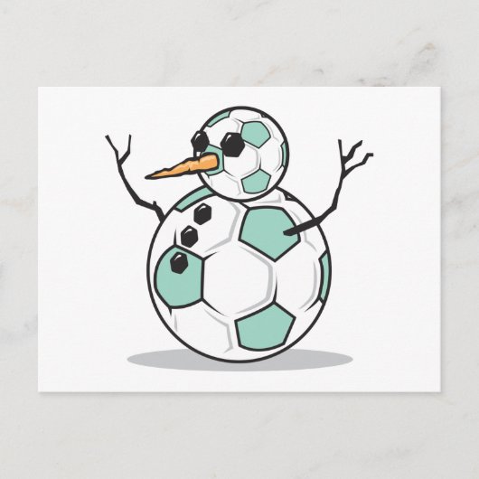dwaas voetbalbal-sneeuwman briefkaart (Voorkant)
