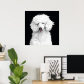 Dwaas Witte Poodle Poster (Thuiskantoor)