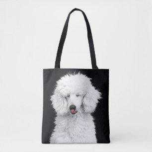 Dwaas Witte Poodle Tote Bag
