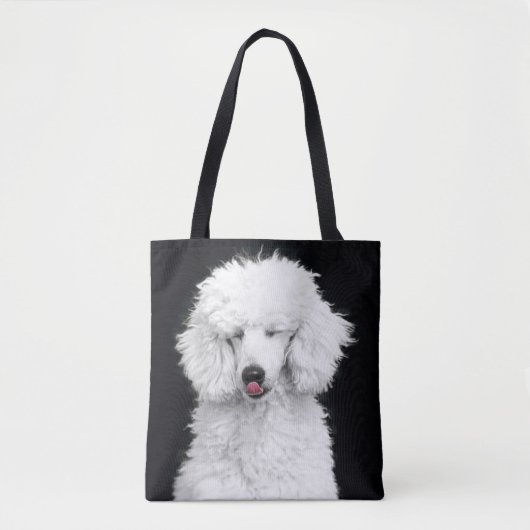 Dwaas Witte Poodle Tote Bag (Voorkant)